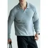 Camisa Polo 100% Algodón con Cuello Seagull Suave como una Nube para Hombre, Otoño 2026 Camisa Casual de Punto Acanalado Amigable con la Piel