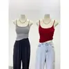 Chal Amarillo Crema de Chica Atrevida para Mujer, Ajustado, Adelgazante, Ropa Exterior con Almohadilla en el Pecho, Tirante de Hombro, Top de Verano Anti-reflejos sin Mangas Interior