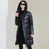 Ropa de Abrigo de Algodón con Plumas Negro Dorado para Mujer con Calefacción Integrada 2024 Algodón Largo Holgado Chaqueta de Algodón Personalización