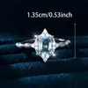 Anillo Rectangular Biselado de Plata de Ley Hueca Color Azul Claro Marino, Estilo Princesa Fresco y Dulce, Versátil para Mejores Amigas y Novias