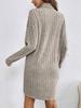 Sitio Independiente Transfronterizo Europeo y Americano Otoño e Invierno Nuevo Vestido de Punto Casual de Moda para Mujer Holgado Color Sólido Cuello Alto Manga Larga