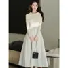 Vestido Mini Chal de Princesa para Industria Pesada Patchwork Tejido Vestido de Tul Vestido Blanco Conjunto de Vestido Suéter Poliéster Bordado