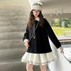 Vestido Polo Fashionável Estilo Coreano Estilo College para Meninas Primavera e Outono Novo Estilo Ocidental para Bebês Saia Doce