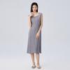 Fábrica de Ropa Plisada Vestido de Verano 2025, Sencillo y Elegante, Corte Holgado, Adelgazante, Versátil, Pliegues Diagonales, Falda de Longitud Media, Estilo Coreano