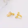 Cobre Puro Chapado en Oro Retención de Color Incrustado con Diamante de 4MM Clip de Oreja de Tornillo con Anilla Colgante Accesorios para Pendientes Hechos a Mano DIY Hebillas de Pendientes Accesorios E66