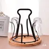 Prateleira de Vidro Criativa para Sala de Estar Cabide para Xícara de Chá Rack de Armazenamento Invertido para Copo de Água com Bandeja para Copo de Cerveja e Xícara de Café