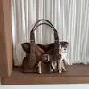 Bolsa Tote Estilo Motociclista Retrô Estilo Coreano Feminina Verão 2026 Grande Capacidade Moda Tendência Cool Menina Popular Ombro Único Bolsa de Axila