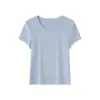 Camiseta Tencel Lenzing Modal Gola Redonda Feminina, Top de Verão 2026 Slim Fit, Seda de Gelo Fresca, Ombro Normal, Manga Curta