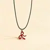 Nuevo Estilo Ins Coreano Dulce y Fresco Puro Deseo Estilo Girly Collar de Cuerda de Cuero con Lazo Rojo Cadena Sexy para Clavícula de Nicho