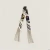 Bufanda de Seda con Cinta de Borlas para Mujer, Accesorio de Bufanda Larga, Decoración para Asa de Bolso, Pañuelo Pequeño de Seda Sarga Estilo Artístico Vintage