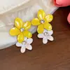 Brincos de Flor com Gotejamento de Óleo Cravejados com Diamantes Dopamina, Doce Temperamento de Verão, Brincos da Moda, Luxo Leve, Sensação de Alta Qualidade, Acessórios de Orelha Versáteis