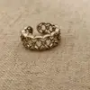 Anel de Renda com Diamantes Cintilantes, Design Minimalista Vintage Vazado, Estilo de Luxo Leve, Socialite de Nicho, Doce Estilo Francês, Cheio de Diamantes, Sensação de Alta Qualidade