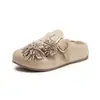 Zapatos de Media Mula Slip-On de Suela Gruesa Estilo Birkenstock para Mujer, Zapatos de Plataforma Retro, con Pedrería de Fuegos Artificiales de Nicho Inspirados en el Diseño