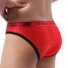 Calzoncillos triangulares acanalados con encaje a juego para hombre, transpirables y sexys, que se ajustan a la cadera.