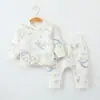 Traje protector de vientre de cintura alta para bebé, ropa interior de algodón, pijamas para mujer, ropa de hogar de primavera y otoño, ropa de bebé de algodón, ropa de primavera