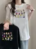 Camiseta Corta de Hombro Ins Super Caliente Europea y Americana para Mujer Verano 2024 Nuevo Japonés Holgado Oversize de Media Manga