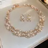 Colar Francês Retro de Zircônia Pérola Gota d'Água Camada Dupla Luxo Leve High-End Versátil Corrente para Suéter Colar Simples Personalizado