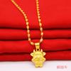 Exquisito collar de oro y arena vietnamita antiguo para el año de nacimiento de las mujeres, joyería de ganado Wufu, joyería de latón chapada en oro durante mucho tiempo