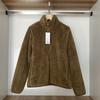 Jaqueta feminina de outono e inverno com gola alta, longa, de fleece, com zíper, casaco de tricô de pelo feminino, manga longa SY449753