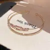 Pulseira Aberta Pedra Preciosa Cubo de Açúcar Colorido Cintilante Banhada a Ouro 18K Real Joia de Luxo Leve de Alta Qualidade para Mulheres