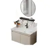 Nuevo Práctico Espacio Panal de Abeja Aluminio Gabinete de Baño Cerámica Integrado Lavabo Encimera de Lavabo Baño Apartamento Pequeño