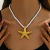 Colar Estrela do Mar Tridimensional Estilo Novo Boêmio Transfronteiriço Europeu e Americano para Mulheres, Colar Oceânico da Moda Estilo Férias na Praia