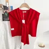 Nuevo Chal de Punto de Color Sólido, Delgado, Mezcla de Lana, Estilo Coreano para Mujer, Ropa Exterior Versátil para Primavera y Otoño, Chaleco Decorativo