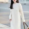 Estilo Nuevo Otoño e Invierno Falda 100% Lana Pura para Mujer Gruesa de Punto Trenzado de Longitud Media Suelta Estilo Perezoso Vestido