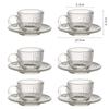 Taza de café de vidrio transfronteriza y juego de platillo taza para latte americano taza transparente resistente al calor taza de café de lujo europea con asa