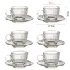 Juego de Taza de Café y Platillo de Vidrio de Lujo Ligero, Taza para Latte Americana, Taza de Café Estilo Europeo con Asa, Taza de Té Transparente Resistente al Calor, Transfronterizo