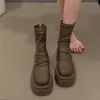Botas para Mujer 2025 Nuevo Estilo Pequeñas de Suela Gruesa Botas Largas Otoño Altas Hasta la Rodilla Botas de Montar Por Encima de la Rodilla Media Pantorrilla Botas Ajustadas