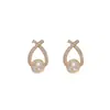 Pendientes de Perla Dulce Estilo Coreano Letra X para Mujer Pendientes Populares Línea Moda Forma de Cruz Estilo Coreano