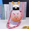 Nueva taza creativa para niños color viento animal taza de conejo taza de plástico con correa para el hombro taza con pajita tetera de dibujos animados para exteriores