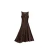 Vestido de Mujer de Lunares de Longitud Media 2026 Verano Nuevo Falda de Seda Adelgazante Elegante Vintage Sin Mangas Vestido Largo