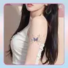 Pegatinas de Tatuaje Cubre Clavícula de Mariposa Azul Pintada Europea y Americana Estilo Nicho Simple Mariposa Voladora Tatuajes Impermeables de Larga Duración