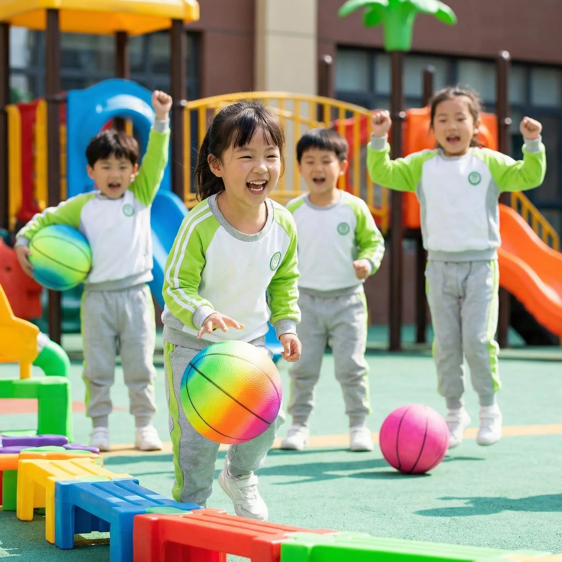 场景氛围图:幼儿园体育课