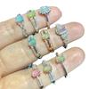 Anillo de gema de ópalo natural, joyería colorida para mujer, anillo de ópalo con incrustaciones de plata 925, venta al por mayor, una generación de cabello