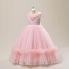 Nuevo vestido de piano europeo y americano para actuación infantil, vestido largo para niños medianos y grandes, vestido de princesa de malla esponjosa, vestido de pasarela para niñas