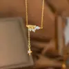 Amor Anel Duplo Colar de Aço Titânio Feminino 18K Ouro Luz Luxo Nicho Design Sentindo-se Elegante Internet Celebridade Clavícula Cadeia Acessórios