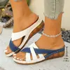 Nuevas sandalias de cuña de plataforma gruesa de verano 2025, de color block, con punta abierta, estilo europeo y americano, para mujer, venta al por mayor