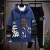 Sudadera con capucha de bloques de color y cordón, camiseta de manga larga de dos piezas de imitación para hombre, conjunto de nuevo estilo primavera/otoño 2022