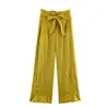 Pantalones Largos Casuales Sueltos de Color Sólido de Verano para Mujer Estilo Europeo y Americano 12549 Color de la Imagen Estilo Básico Empalme