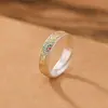 Anel de Flor Esmaltada Colorida em Prata Pura para Mulheres, Anel Ajustável Dourado Vintage Estilo Chinês, Presente para Aniversário de Namorada