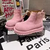 Botines de felpa estilo bosque para mujer 2026 piel suave botas de nieve para mujer nuevos zapatos casuales para mujer zapatos de algodón para mujer suela gruesa retro para mujer