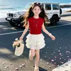 Conjunto de Verano para Niñas 2026 Nuevo Dulce Estilo Coreano para Niñas Mayores, Conjunto Simple de Chaleco con Falda de Pastel