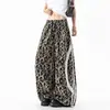 Calça Larga Feminina Estampa de Leopardo Retro Americana Nova Solta Emagrecedora Calça Banana Hot Girl Perna Reta Listrada Casual Longa
