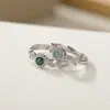 Anillo de Plata Esterlina S925 Yilu Azul Plateado Jade de Agua Redondo Hoja Retorcida Lujo Ligero Moda Único Entrega Directa de Fábrica