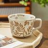 Taza de Cerámica Creativa Taza de Nicho Taza de Desayuno Pastoral Pintada a Mano Esmaltada Gruesa Pura Hecha a Mano Taza Floral ins