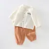 Conjunto de Roupas para Bebês e Crianças Anyang, Verão Leve Respirável Gaze Roupa de Casa, Pijama para Bebê com Opção de Abertura na Virilha, Disponível para Dropshipping