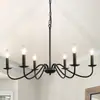 Lámpara de Araña Vintage Estilo Americano Transfronteriza de Amazon, Lámpara de Araña de Hierro con Velas Negra y Dorada de 6 y 8 Cabezas en Forma de Rama Estilo Campestre Americano